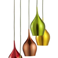 Hängelampe Glas Ø 30 cm H: max. 1,6 m 5-flammig E14 Bunt