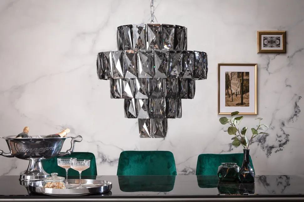 Hängelampe Glas Grau Ø50 cm 6-flammig E14 stylisch