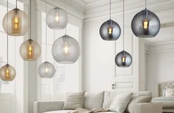 Hängelampe Glas in Bernstein Messing Antik E27 Ø 25 cm