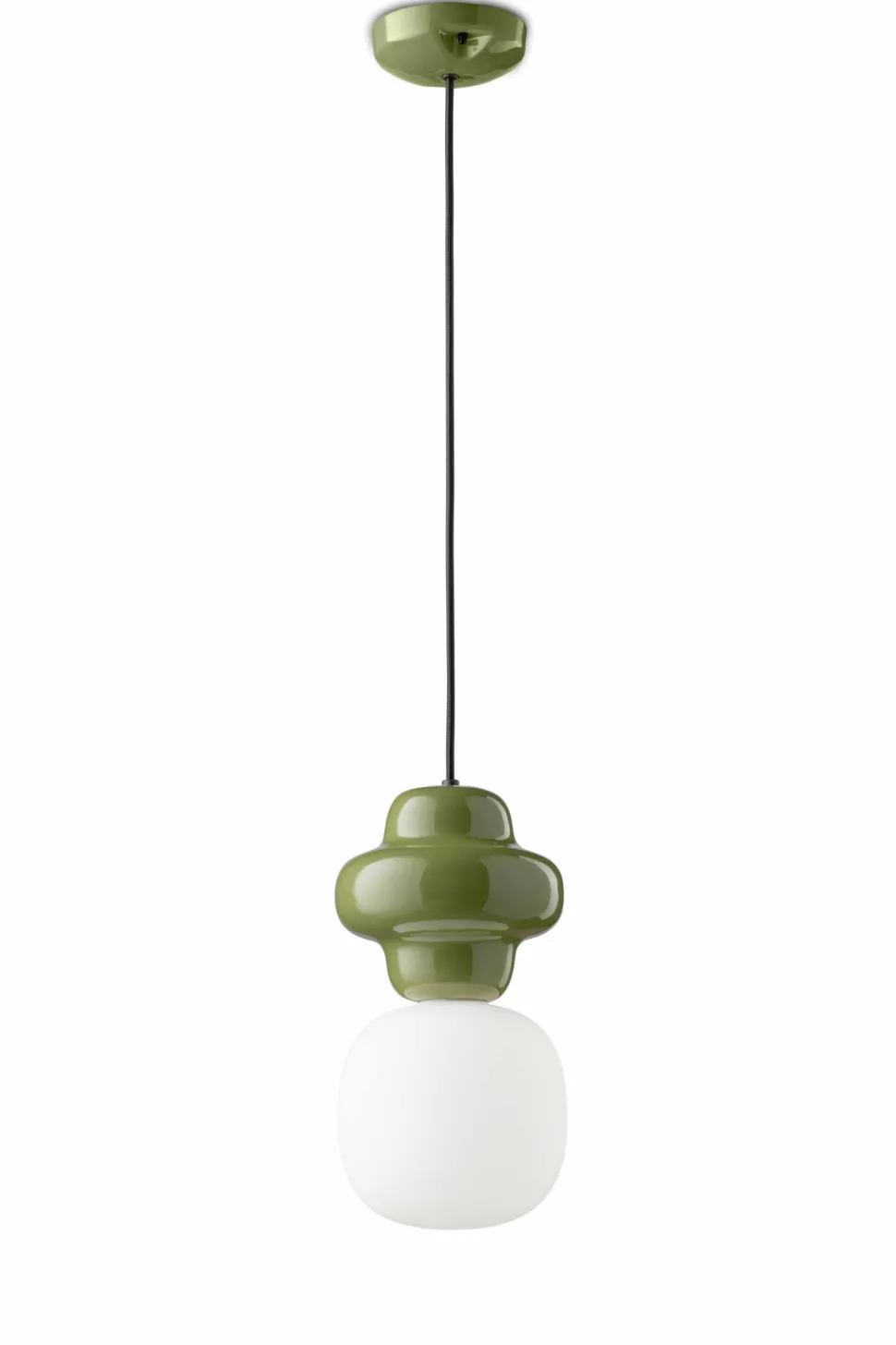 Hängelampe Glas Keramik E14 Grün Weiß Retro