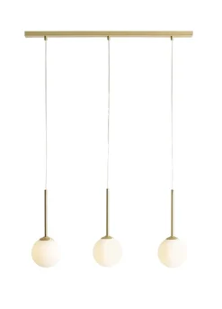 Hängelampe Glas Kugeln Metall E14 in Messing Weiß