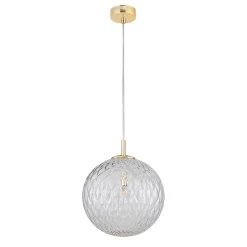 Hängelampe Glas Kugelschirm Ø 30 cm in Gold verstellbar