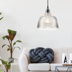 Hängelampe Glas Metall Ø 28 cm E27 Vintage Esstisch