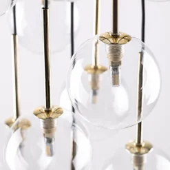 Hängelampe Glas Metall Ø 52 cm H: max. 145 cm in Schwarz Gold