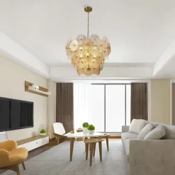 Hängelampe Glas Metall Ø 64 cm 9x G9 Modern kunstvoll