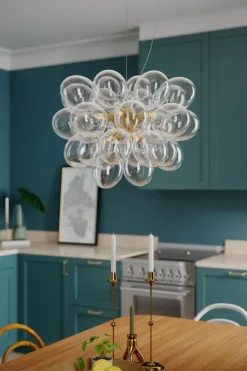 Hängelampe Glas Metall B: 50 cm H: max. 120 cm in Gold