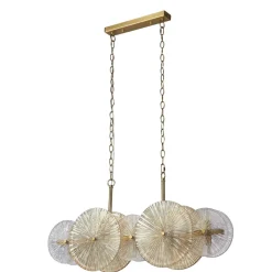 Hängelampe Glas Metall B: 90 cm in Bronze Bernstein Klar