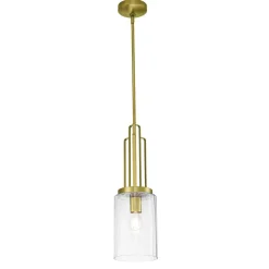 Hängelampe Glas Metall E27 17,8 cm breit Art Déco