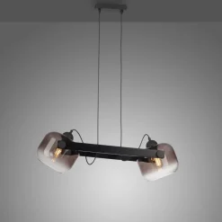 Hängelampe Glas Metall E27 68 cm 2-flammig schwenkbar