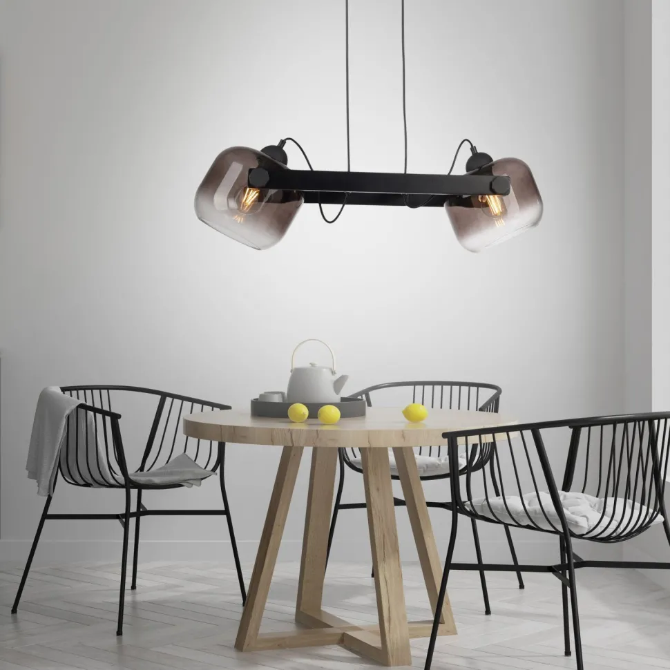 Hängelampe Glas Metall E27 68 cm 2-flammig schwenkbar