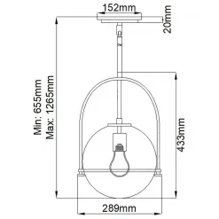 Hängelampe Glas Metall E27 D: 28,9 cm rund Vintage