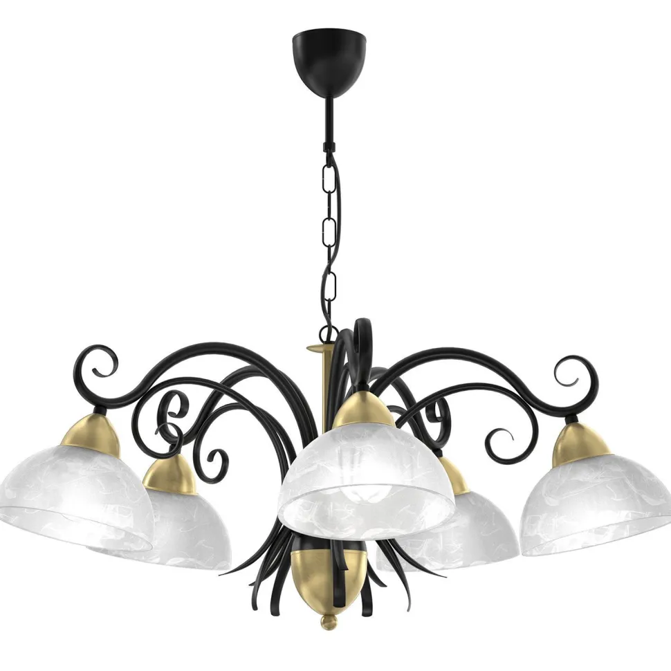 Hängelampe Glas Metall Landhaus 5-flammig E27 blendarm