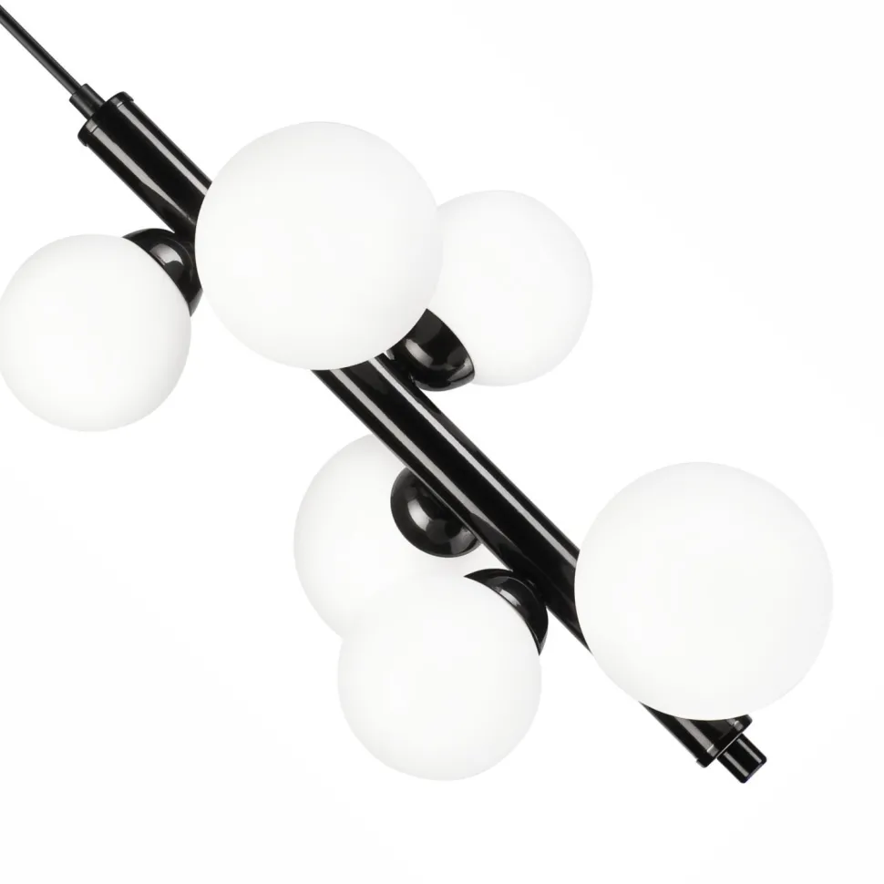 Hängelampe Glas Metall Schwarz Weiß 6-flammig E27 Modern