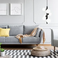 Hängelampe Glas Metall Schwarz Weiß 6-flammig E27 Modern