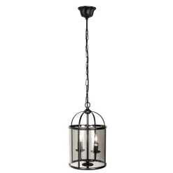 Hängelampe Glas Metall Schwarz Rauchgrau E14 elegant