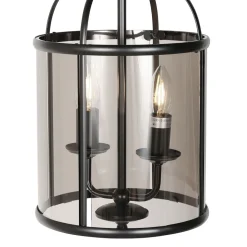 Hängelampe Glas Metall Schwarz Rauchgrau E14 elegant