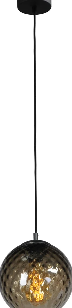 Hängelampe Glas Schirm Ø 25 cm Kugel Schwarz E27