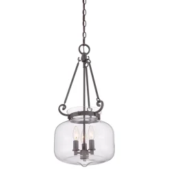 Hängelampe Glas Schirm Ø30,5cm Klar Bronze antik