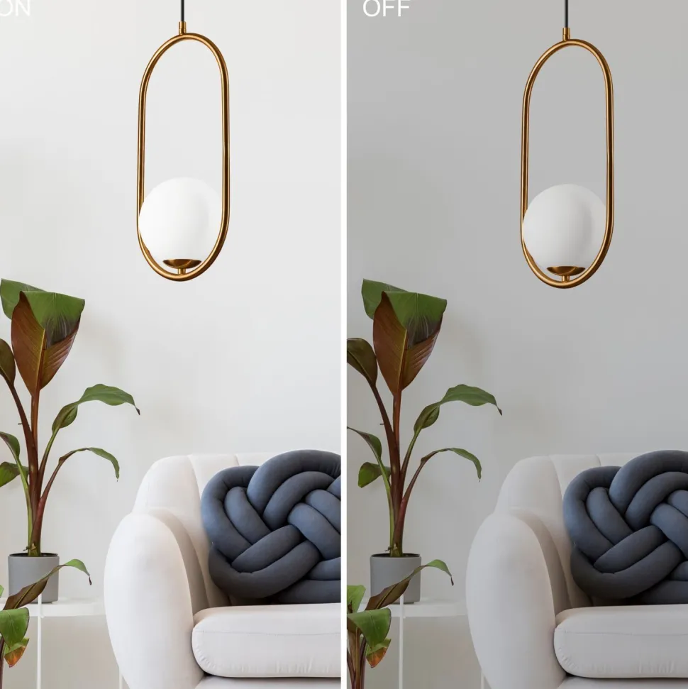 Hängelampe Glaskugel Metall in Messing Weiß G9 bis 5 W