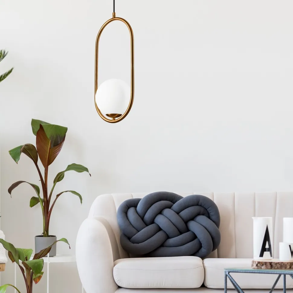 Hängelampe Glaskugel Metall in Messing Weiß G9 bis 5 W