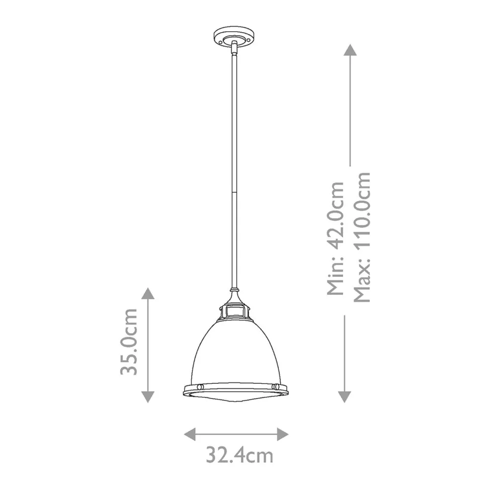 Hängelampe Glasschirm D: 32,4 cm rund H: max. 110 cm