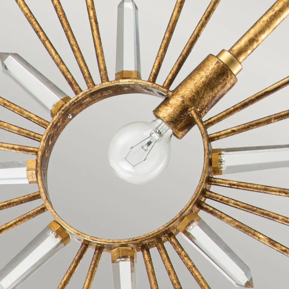 Hängelampe Gold B: 30,5 cm H: max. 127 cm Metall Kristall