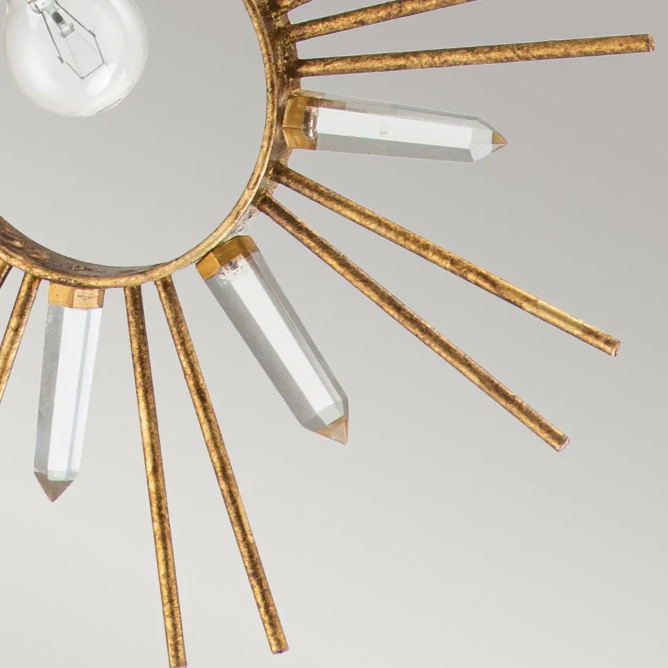 Hängelampe Gold B: 30,5 cm H: max. 127 cm Metall Kristall