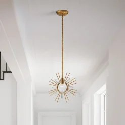 Hängelampe Gold B: 30,5 cm H: max. 127 cm Metall Kristall