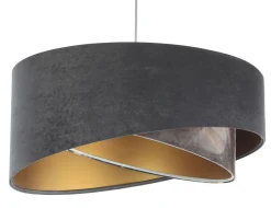 Hängelampe Grau Gold E27 Stoffschirm Ø 50 cm Modern KARIM