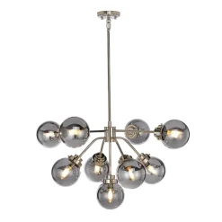 Hängelampe Grau Nickel 9x E14 Metall Glas LILINIA