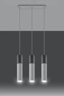 Hängelampe Grau Weiß Beton Metall 3-flmg GU10 JUNIA