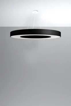 Hängelampe groß Ø 90 cm rund Schwarz Stoff SANNY