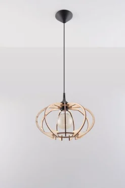 Hängelampe Holz Ø35cm Modern E27 wohnlich VIRIA