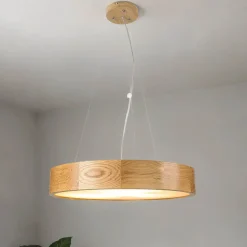 Hängelampe Holz Eiche Glas 3-flmg Ø47cm Küche