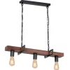 Hängelampe Holz Metall 3 flammig länglich E27