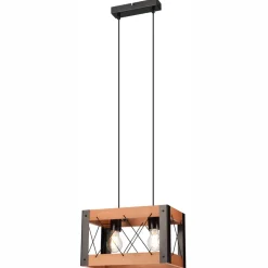 Hängelampe Holz Metall Rustikal B: 33 cm höhenverstellbar