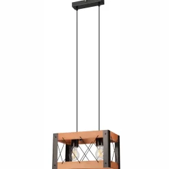 Hängelampe Holz Metall Rustikal B: 33 cm höhenverstellbar