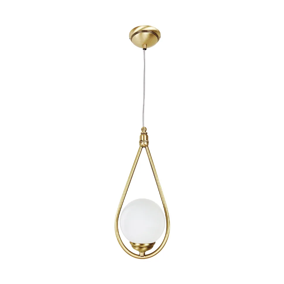 Hängelampe in Bronze hell Weiß E14 Messing Glas Jugendstil