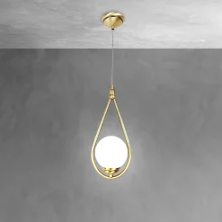 Hängelampe in Bronze hell Weiß E14 Messing Glas Jugendstil