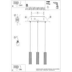 Hängelampe in Gold B: 45 cm H: max. 98 cm 3-flammig GU10