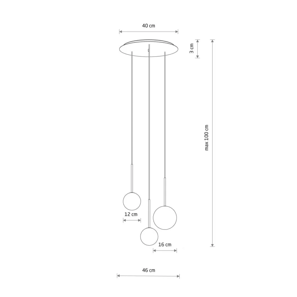 Hängelampe in Schwarz Weiß Gold matt 3-flammig G9 Glas