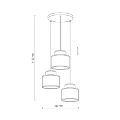 Hängelampe Jute Stoff E27 verstellbar 3-flammig Retro Bunt