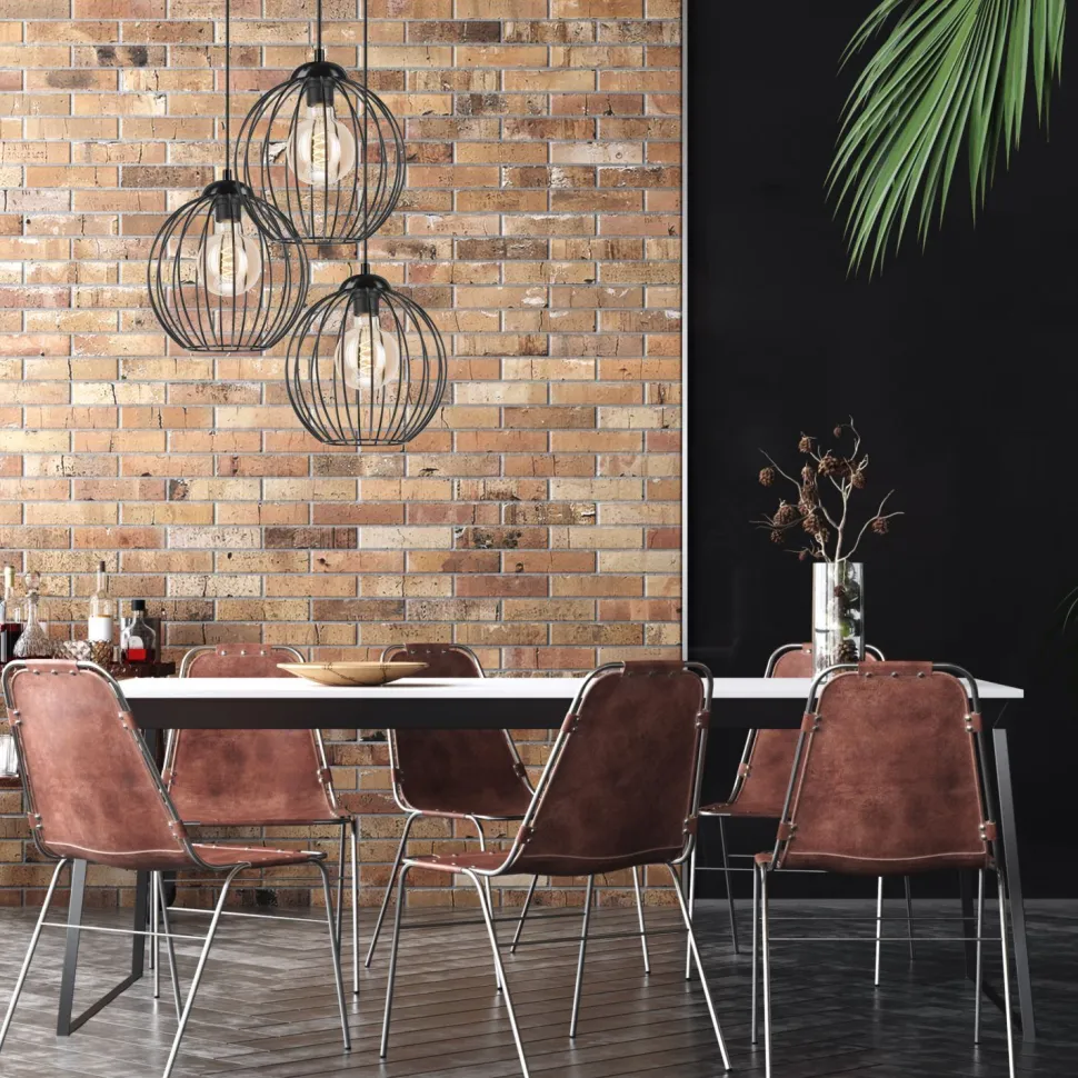 Hängelampe KARNA Metall Draht Schwarz 3-flammig verstellbar