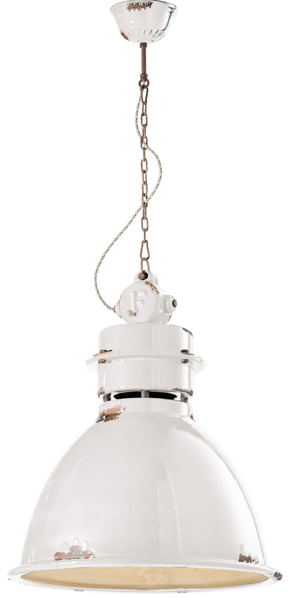 Hängelampe Keramik E27 H: max. 140 cm Weiß Shabby Antik