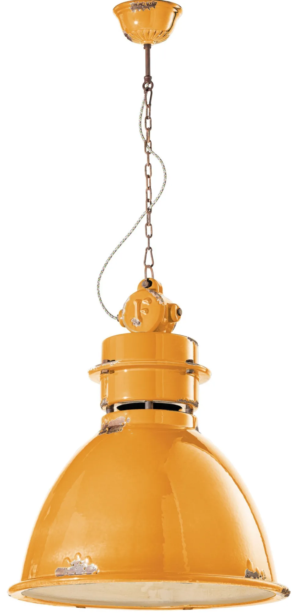 Hängelampe Keramik E27 H: max. 140 cm Gelb Shabby Antik