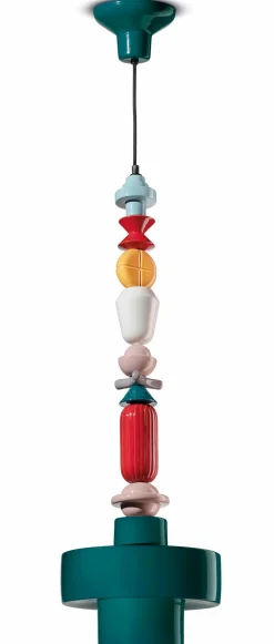 Hängelampe Keramik E27 Petrol Bunt Retro Ø 28 cm