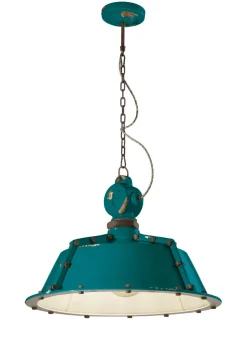 Hängelampe Keramik H: max. 110 cm Petrol Shabby Antik