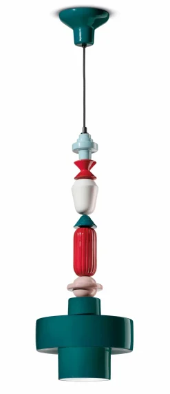 Hängelampe Keramik Petrol Bunt E27 Retro Design SILVIA