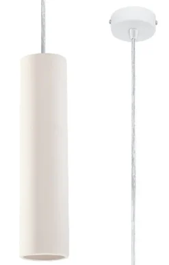 Hängelampe Keramik Weiß Ø 7,5 cm schmal bemalbar GU10