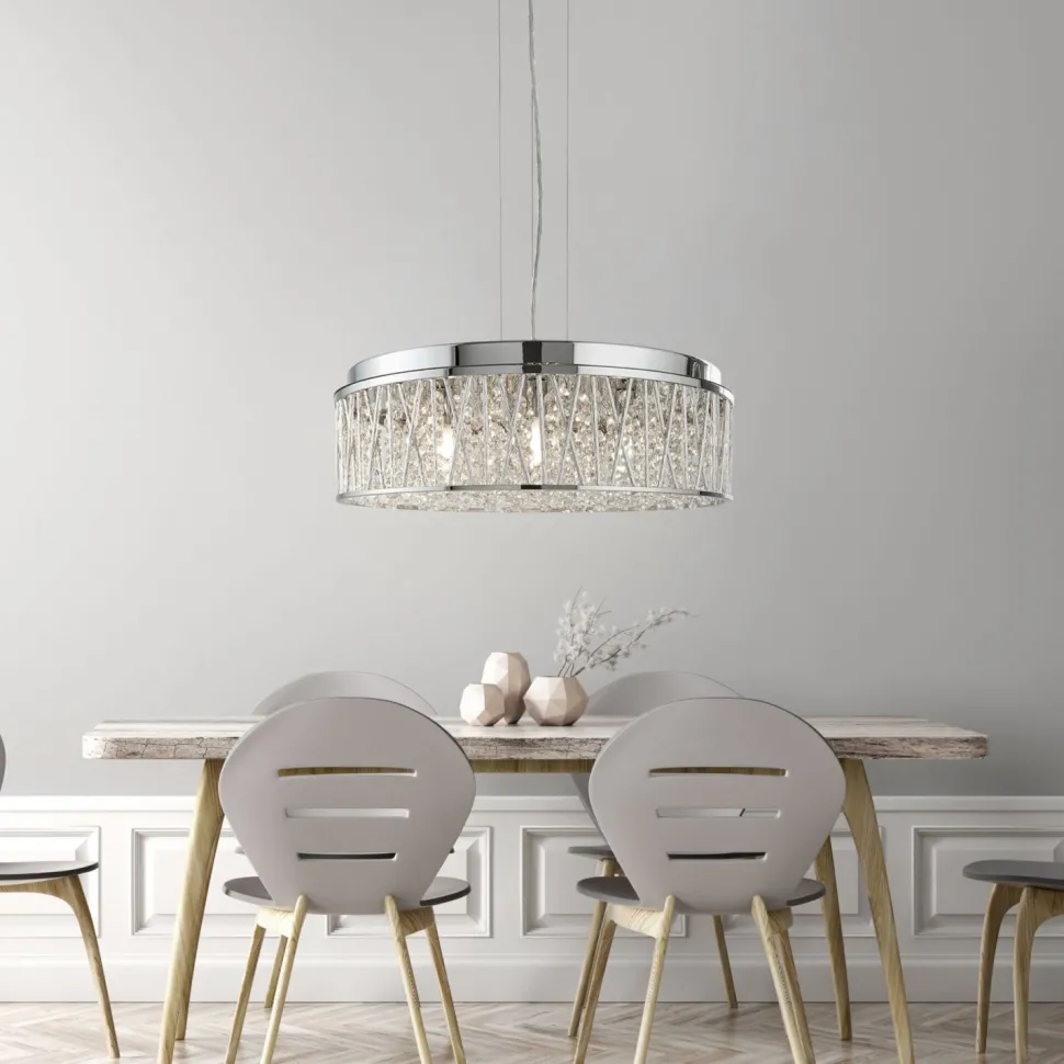 Hängelampe Kristall Ø 48 cm H: max. 135 cm verstellbar 7x G9